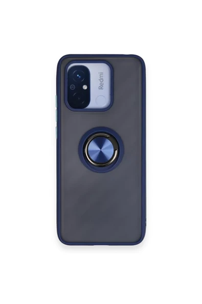 Newface Xiaomi Redmi 12C Kılıf Montreal Yüzüklü Silikon Kapak - Lacivert ürün görseli 1