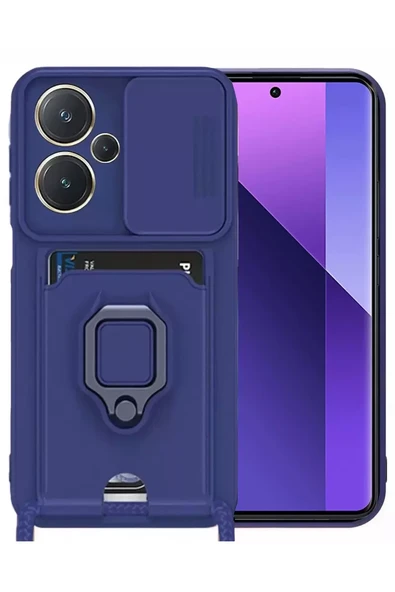 Newface Xiaomi Redmi Note 13 Pro Plus Kılıf Zuma Kartvizitli Yüzüklü Silikon - Lacivert ürün görseli 1