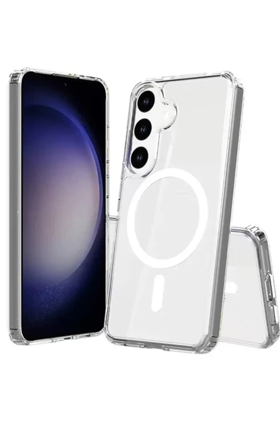 Newface Samsung Galaxy S24 Kılıf Magneticsafe Şeffaf Silikon - Şeffaf ürün görseli 1