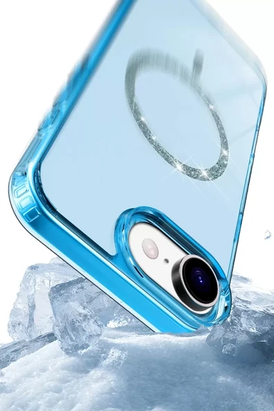 Newface Apple iPhone 16E Live Diamond Magsafe Kapak - Şeffaf - Resim 3