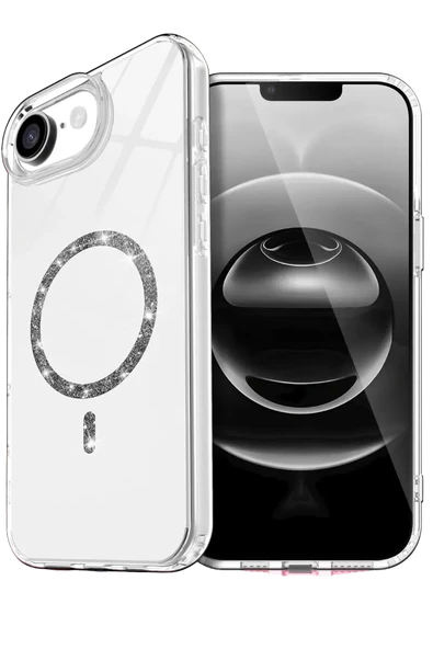 Newface Apple iPhone 16E Live Diamond Magsafe Kapak - Şeffaf ürün görseli 1