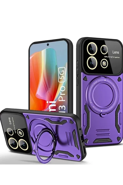 Newface Xiaomi Redmi Note 13 Pro 5G Kılıf Joy Lens Standlı Kapak - Mor ürün görseli 1