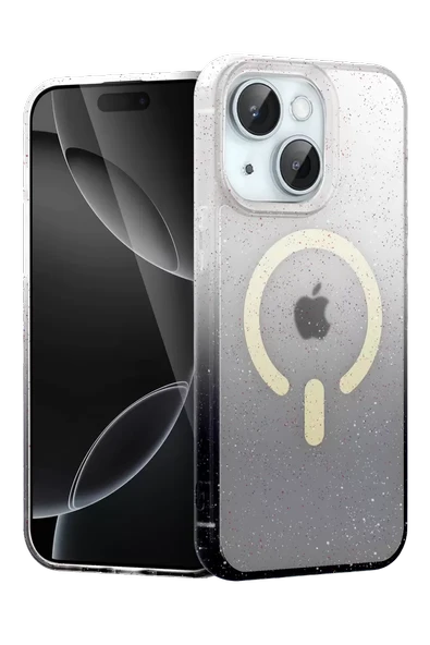 Newface Apple iPhone 14 Pummel Shiny Magsafe Kapak - Siyah ürün görseli 1