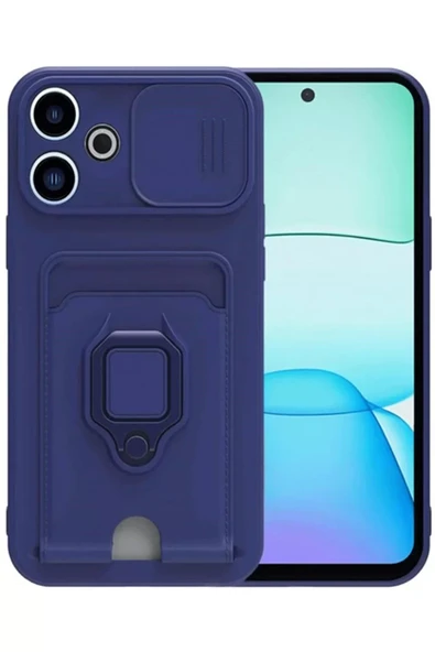 Newface Xiaomi Redmi 13 4G Kılıf Zuma Kartvizitli Yüzüklü Silikon - Lacivert ürün görseli 1