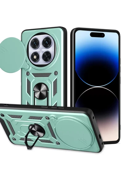 Newface Xiaomi Redmi Note 14 Pro Plus Kılıf Pars Lens Yüzüklü Silikon - Yeşil ürün görseli 1