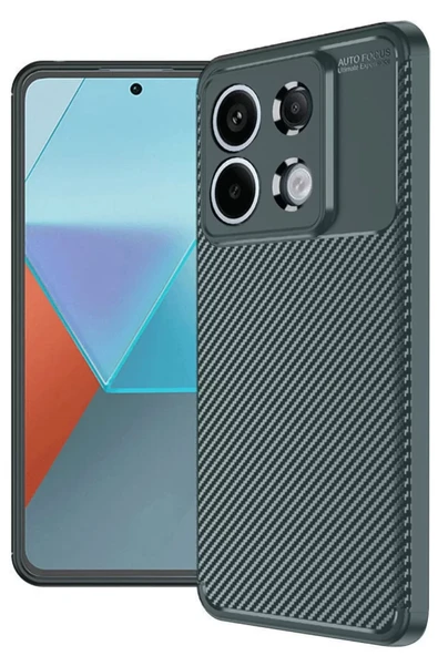 Newface Xiaomi Redmi Note 13 Pro 4G Kılıf Auto Focus Karbon Kapak - Koyu Yeşil ürün görseli 1