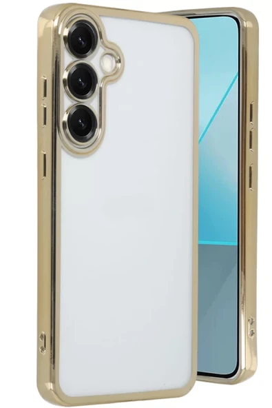 Newface Samsung Galaxy S25 Kılıf Razer Lensli Silikon - Gold ürün görseli 1