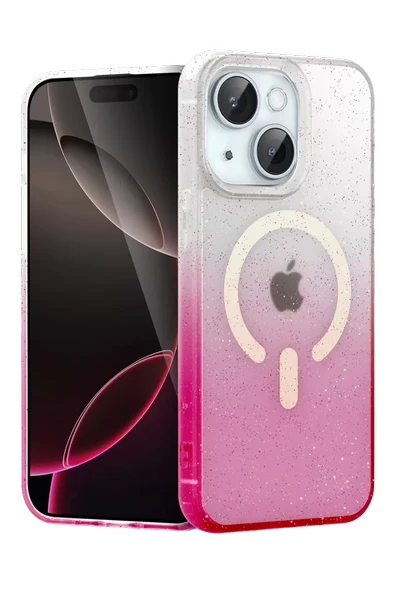 Newface Apple iPhone 15 Plus Pummel Shiny Magsafe Kapak - Pembe ürün görseli 1