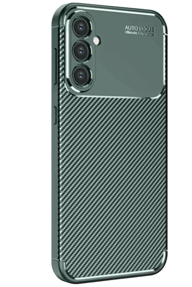 Newface Samsung Galaxy S25 Kılıf Auto Focus Karbon Kapak - Koyu Yeşil ürün görseli 1