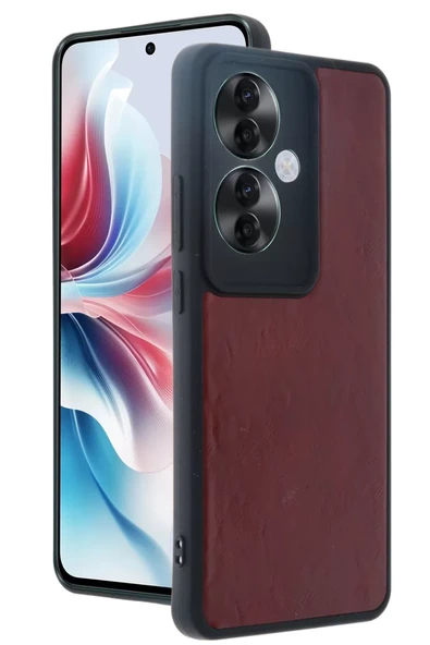 Newface Oppo Reno 11F Kılıf Aras Deri Kapak - Bordo ürün görseli 1