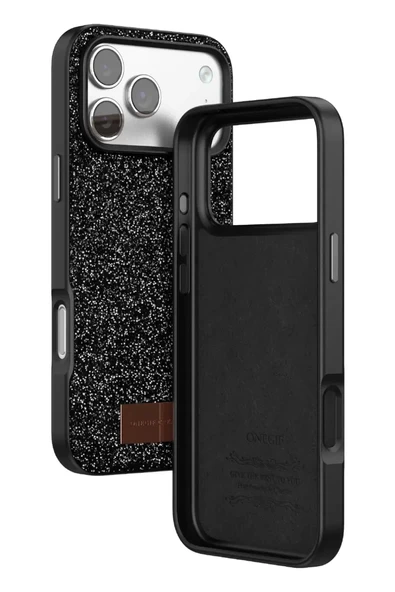 Onegif Apple iPhone 17 Pro Bright Simli Kapak - Siyah - Resim 3