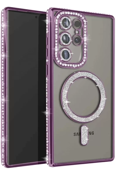 Newface Samsung Galaxy S23 Ultra Joke Simli Magneticsafe Kılıf - Derin Mor ürün görseli 1