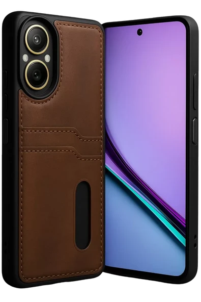 Newface Realme 12 Lite Kılıf Sara Kartvizitli Deri Kılıf - Taba ürün görseli 1