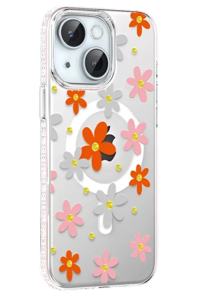 Joko Apple iPhone 14 Floral Magsafe Kapak - Turuncu ürün görseli 1