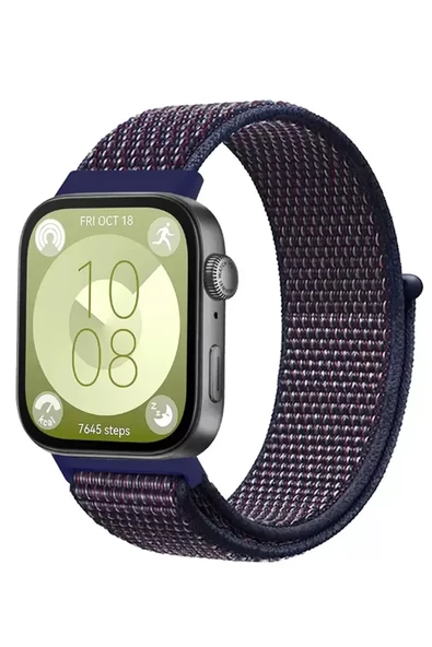Newface Huawei Fit 4 Hasırlı Cırtcırtlı Kordon - Mavi-Beyaz ürün görseli 1