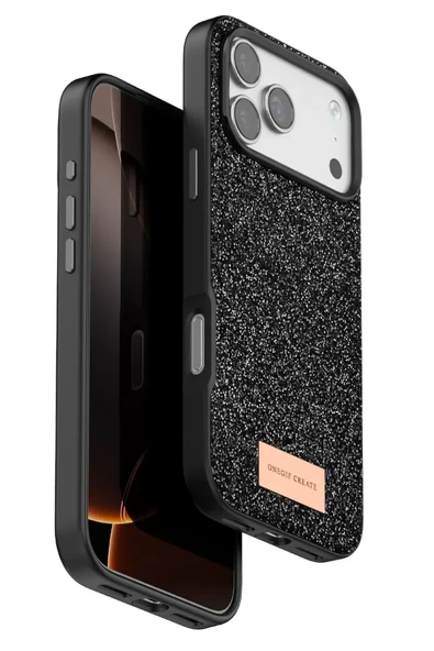 Onegif Apple iPhone 17 Pro Bright Simli Kapak - Siyah ürün görseli 1