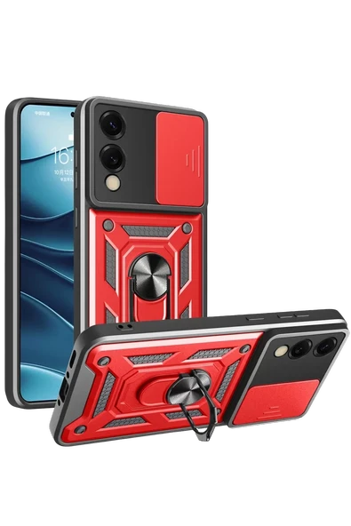 Newface Samsung Galaxy S25 Edge Pars Lens Yüzüklü Silikon - Kırmızı ürün görseli 1