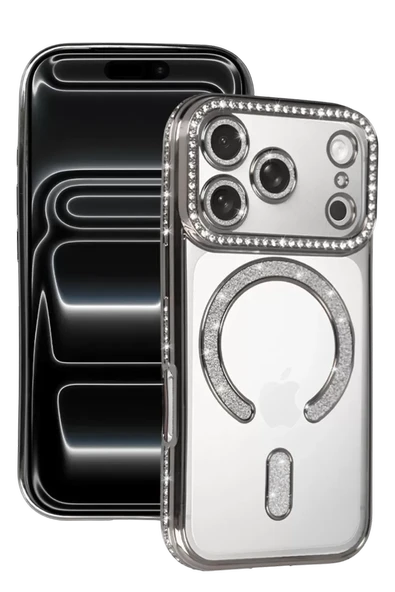 Newface Apple iPhone 17 Pro Joke Simli Magneticsafe Kılıf - Gümüş ürün görseli 1