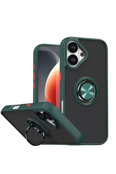 Newface Apple iPhone 17 Montreal Yüzüklü Silikon Kapak - Yeşil ürün görseli 1