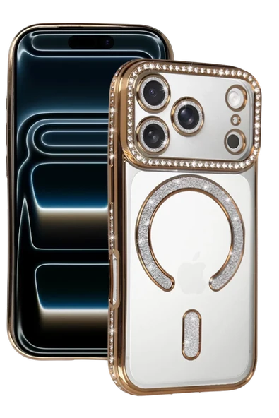 Newface Apple iPhone 17 Pro Joke Simli Magneticsafe Kılıf - Gold ürün görseli 1