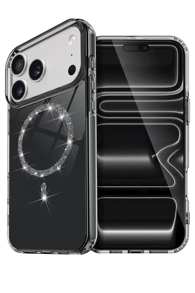 Newface Apple iPhone 17 Pro Max Live Diamond Magsafe Kapak - Siyah ürün görseli 1