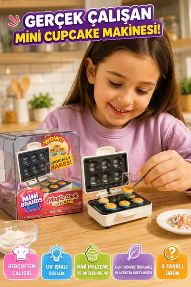 Mini Brands Really Works Magic Cook Kitchen Cupcake Makinesi Gerçek Çalışan Mini Fırın Oyuncak Seti ürün görseli 1