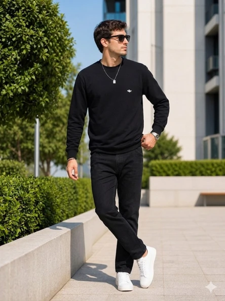 Erkek Siyah Sweatshirt ürün görseli 1