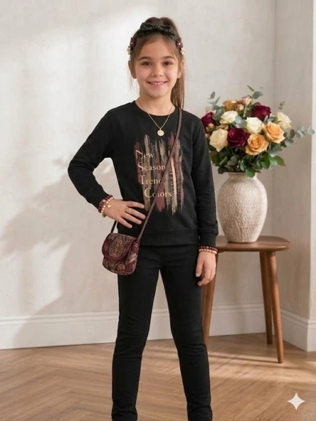 Kız Çocuk Siyah Sweatshirt ürün görseli 1