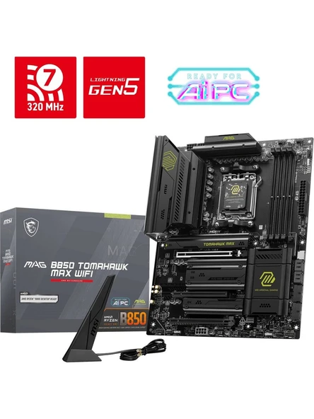 MSI MAG B850 Tomahawk Max Wi-Fi AMD AM5 DDR5 ATX Anakart ürün görseli 1