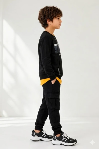 Erkek Çocuk Siyah Sweatshirt - Resim 3
