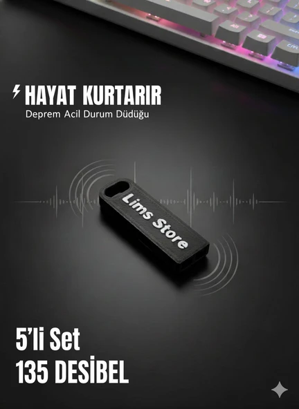 Deprem Acil Durum Düdüğü 135 Desibel -5'li Set ürün görseli 1
