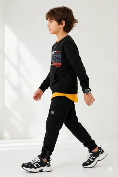 Erkek Çocuk Siyah Sweatshirt - Resim 2