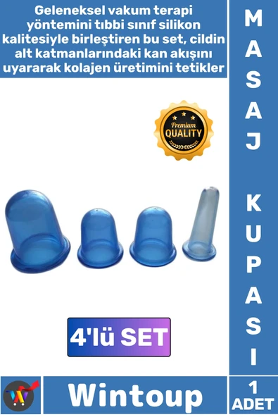 #Kupa Vakum Terapi Sıkılaştırıcı Kan Dolaşımı Hızlandırıcı Set 4 Boy Yüz Vücut Masaj Kupası ürün görseli 1