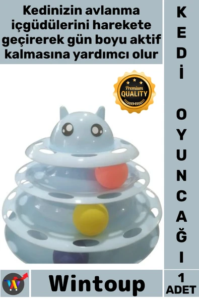 #Oyuncak İnteraktif Eğlence Kulesi Toplu Hareketli Zeka Geliştiren 3 Katlı Kedi Başlık Kedi Oyuncağı ürün görseli 1
