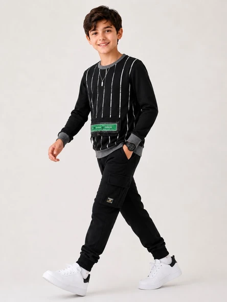 Erkek Çocuk Siyah Sweatshirt - Resim 2