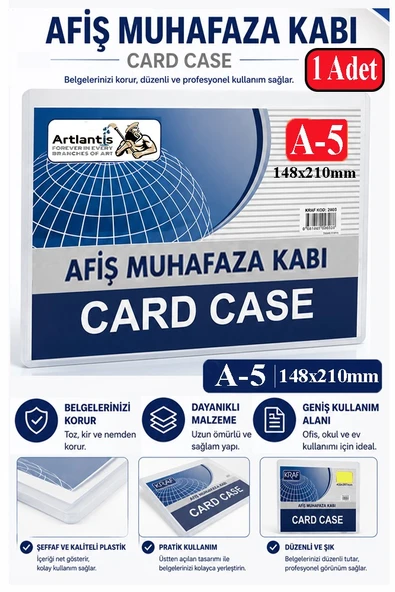 A5 Afiş Muhafaza Kabı 1 Adet 15x21 cm Belge Saklama Kabı Şeffaf Kaliteli Plastik Dosya Belge Saklama ürün görseli 1