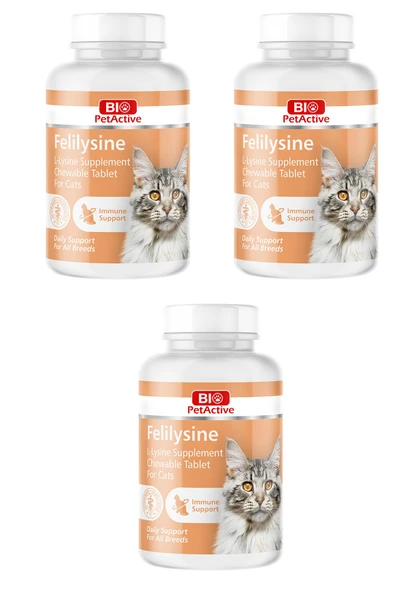Bio PetActive Felilysine Tablet Kediler için L-Lizin Tablet 90 Lı 45 Gr. X 3 Adet ürün görseli 1