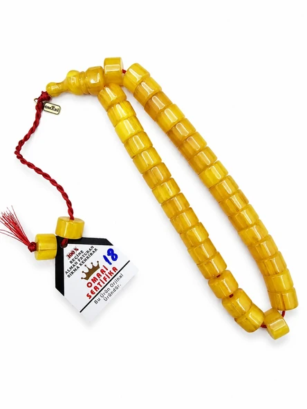 Omari İmzalı Sertifikalı Alman Faturan Sıkma Kehribar Tesbih 15x10 mm Teker Kesim ürün görseli 1