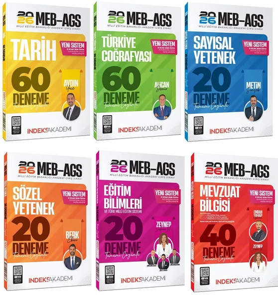 YENİ AGS - İndeks Akademi 2026 MEB-AGS Tüm Dersler 220 Deneme 6 lı Set İndeks Akademi Yayıncılık ürün görseli 1