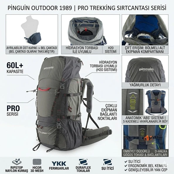 PINGUIN EXPLORER 75 KHAKI SIRT CANTASI - Resim 3