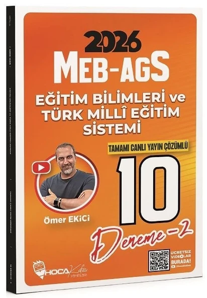 YENİ AGS - Hoca Kafası 2026 MEB-AGS Eğitim Bilimleri ve Türk Milli Eğitim Sistemi 10 Deneme Çözümlü - Ömer Ekici Hoca Kafası Yayınları ürün görseli 1
