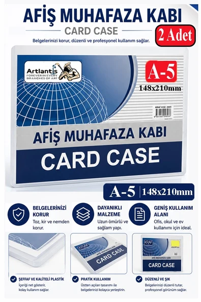 A5 Afiş Muhafaza Kabı 2 Adet 15x21 cm Belge Saklama Kabı Şeffaf Kaliteli Plastik Dosya Belge Saklama ürün görseli 1