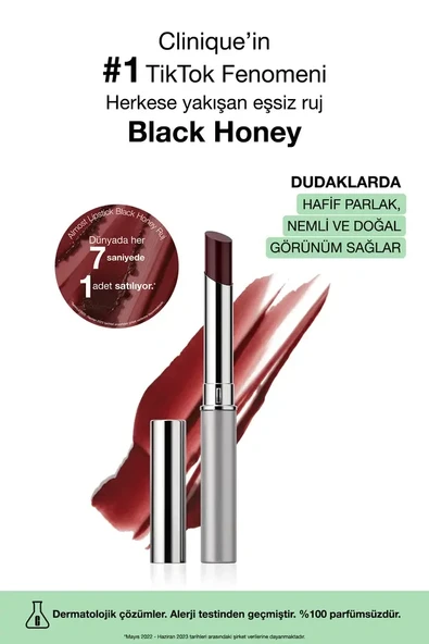 Clinique Almost Lipstick Ruj - Black Honey 1.9g Parlak, Nemli Ve Doğal Görünüm ürün görseli 1