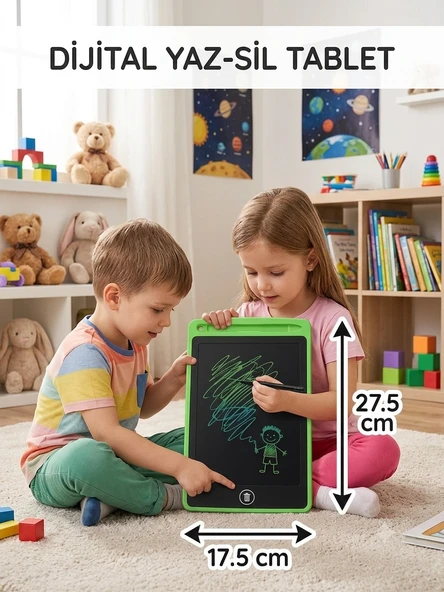 10 İNC Dijital Kalemli Çizim Yazı Tahtası Not Yazma Eğitim Tableti Writing Tablet Yeşil ürün görseli 1