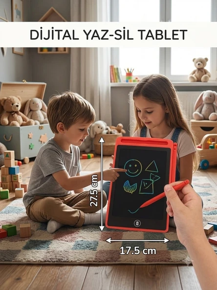 10 İNC Dijital Kalemli Çizim Yazı Tahtası Not Yazma Eğitim Tableti Writing Tablet Kırmızı ürün görseli 1
