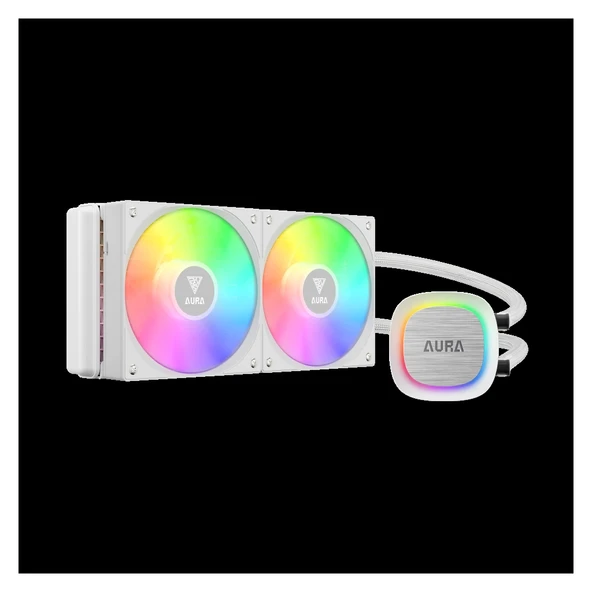 Nevamel® GAMDIAS AURA GL240 V2 WH White Edition 240mm  RGB 2 FanlıCPU Sıvı Soğutma(1923) ürün görseli 1