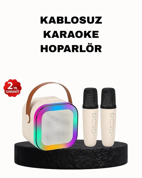 Nevamel® Karaoke Hoparlör Taşınabilir Çift Mikrofonlu ve LED Işıklı Bluetooth 5.0 ürün görseli 1