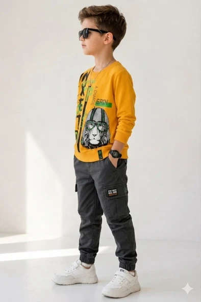 Erkek Çocuk Sarı Sweatshirt - Resim 2