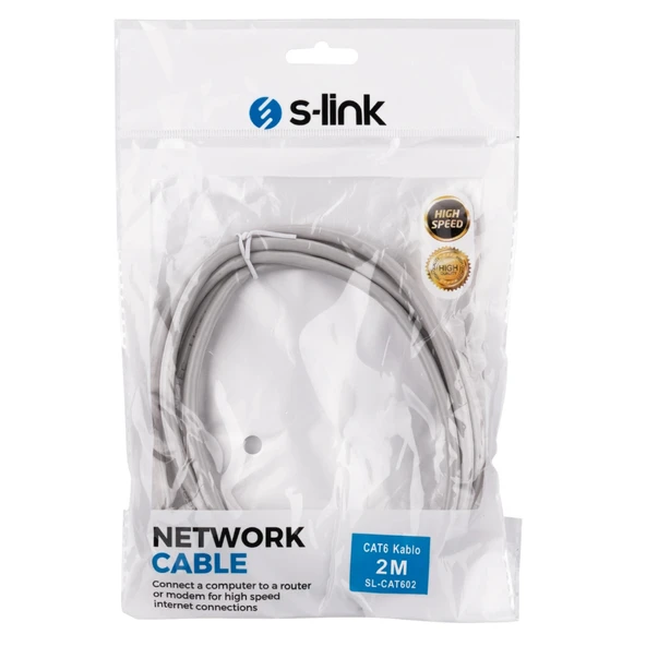 Nevamel® S-LINK SL-CAT602 CAT6 Patch 2Mt Kablo (Gri)(1923) - Resim 3