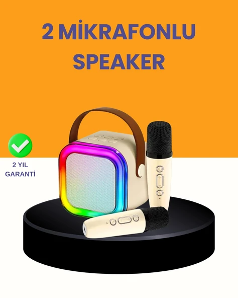 Nevamel® Çift Mikrofonlu Kompakt Karaoke Hoparlör – Uzun Pil Ömrü ürün görseli 1